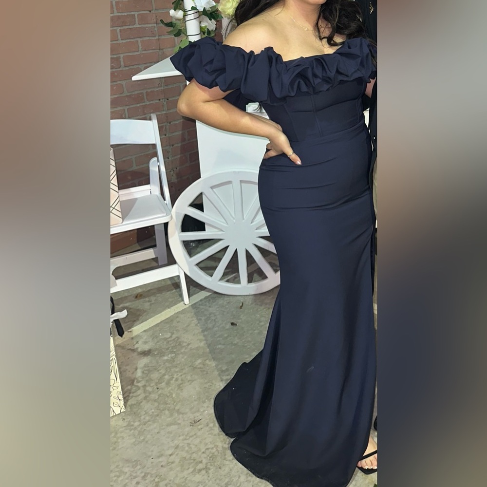 Esmeralda | Navy Structured Statement Bardot Maxi… - image 4